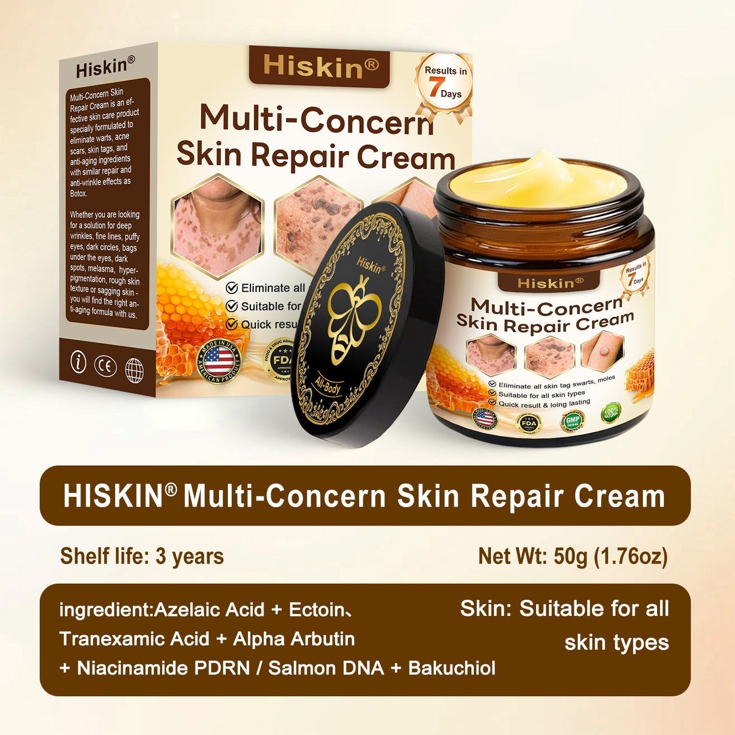 ✨🐝𝐇𝐈𝐒𝐊𝐈𝐍® 𝐌𝐮𝐥𝐭𝐢-𝐂𝐨𝐧𝐜𝐞𝐫𝐧 𝐒𝐤𝐢𝐧 𝐑𝐞𝐩𝐚𝐢𝐫 𝐂𝐫𝐞𝐚𝐦 (𝐎𝐧𝐞 𝐩𝐨𝐰𝐞𝐫𝐟𝐮𝐥 𝐜𝐫𝐞𝐚𝐦 𝐭𝐨 𝐫𝐞𝐩𝐚𝐢𝐫 𝐢𝐧𝐟𝐥𝐚𝐦𝐦𝐚𝐭𝐢𝐨𝐧, 𝐝𝐫𝐲𝐧𝐞𝐬𝐬, 𝐚𝐠𝐢𝐧𝐠, 𝐩𝐢𝐠𝐦𝐞𝐧𝐭𝐚𝐭𝐢𝐨𝐧, 𝐚𝐧𝐝 𝐯𝐢𝐬𝐢𝐛𝐥𝐞 𝐬𝐤𝐢𝐧 𝐝𝐚𝐦𝐚𝐠𝐞.)