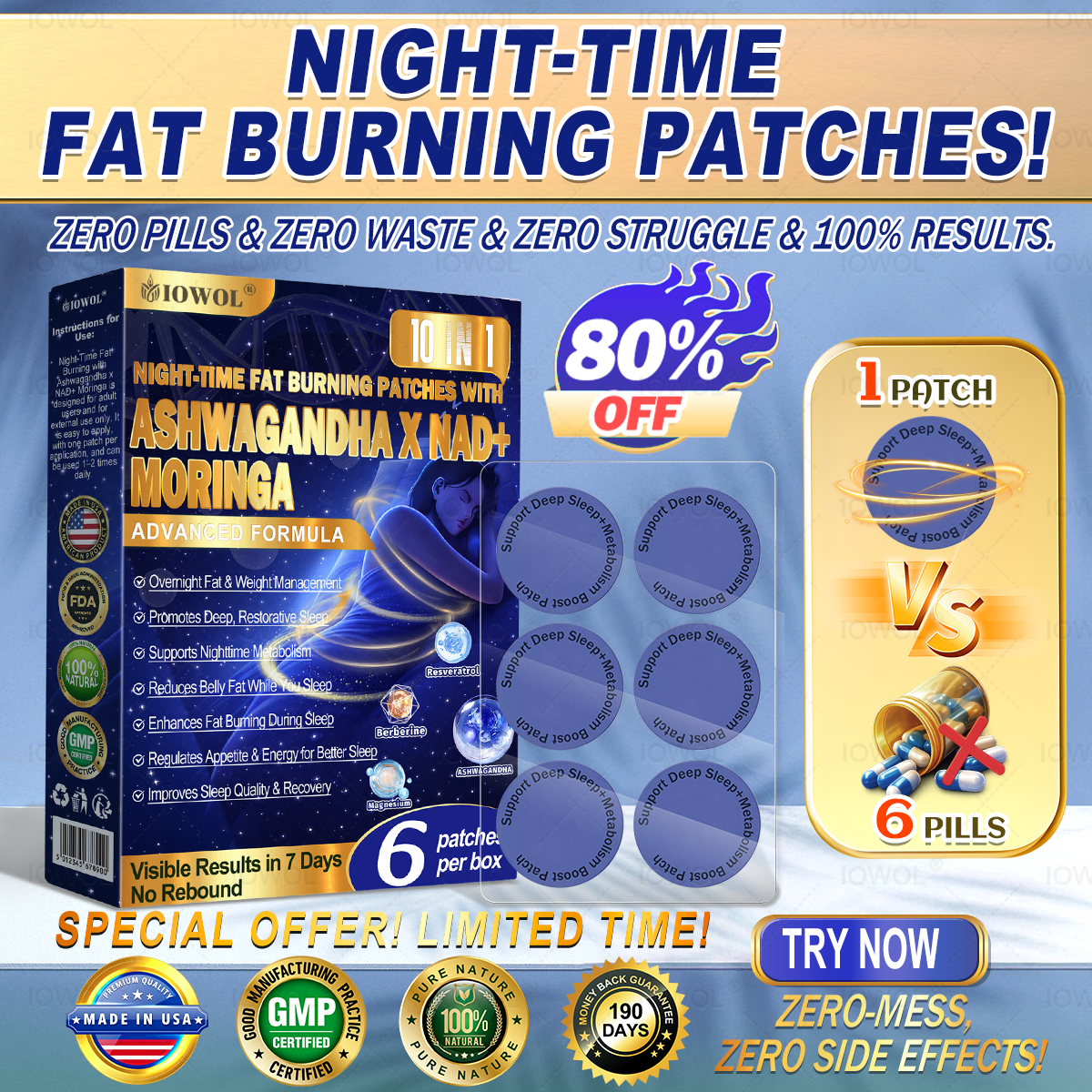 🌟 Want faster results? Add this 80% OFF to accelerate your progress. IOWOL ® NIGHT-TIME FAT BURNING PATCHES! ZERO PILLS & ZERO WASTE & ZERO STRUGGLE & 100% RESULTS.